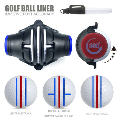 360 Degree Rotating Golf Ball Liner Marker Template Marker Pen Golf Putting Positioning Imporve Putt Accuracy Aids Golf Tools - Slobuy