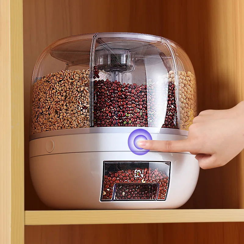 360 Degree Rotating Rice Dispenser Sealed Dry Cereal Grain Bucket Dispenser Moisture-proof Kitchen Food Container Storage Box - Slobuy