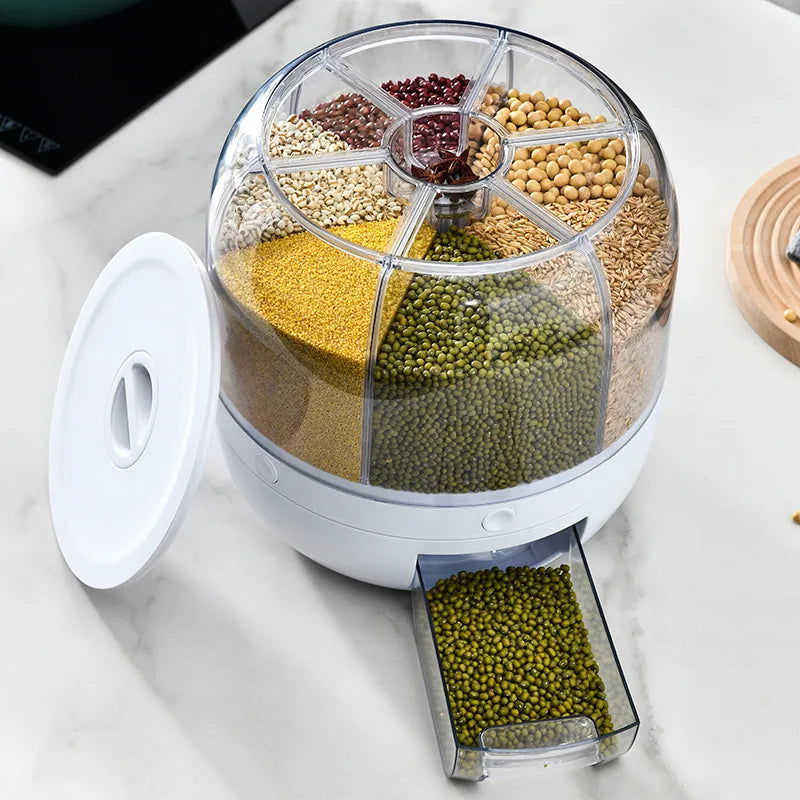 360 Degree Rotating Rice Dispenser Sealed Dry Cereal Grain Bucket Dispenser Moisture-proof Kitchen Food Container Storage Box - Slobuy