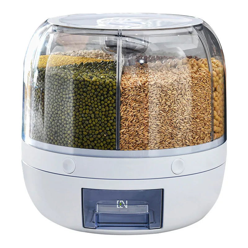 360 Degree Rotating Rice Dispenser Sealed Dry Cereal Grain Bucket Dispenser Moisture-proof Kitchen Food Container Storage Box - Slobuy