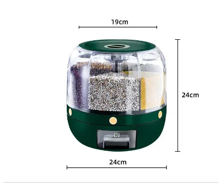 360 Degree Rotating Rice Dispenser Sealed Dry Cereal Grain Bucket Dispenser Moisture-proof Kitchen Food Container Storage Box - Slobuy