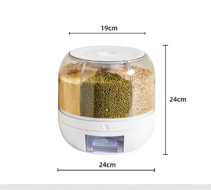 360 Degree Rotating Rice Dispenser Sealed Dry Cereal Grain Bucket Dispenser Moisture-proof Kitchen Food Container Storage Box - Slobuy