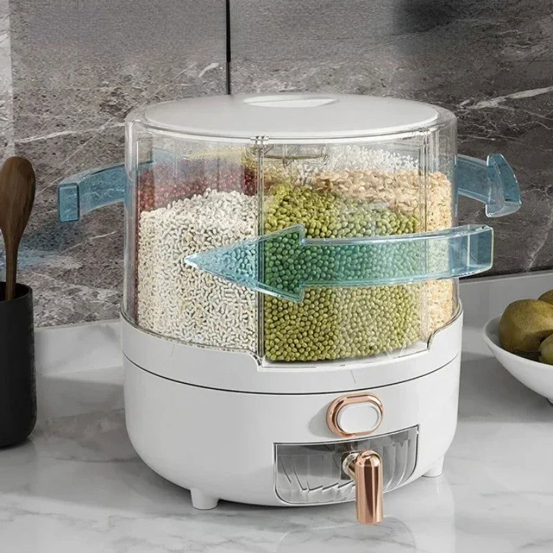 360 ° Large Household Rice Bucket Grain Storage Box Sealed Insect and Moisture Proof Rice Storage Box Rice Tank  Food Storage - Slobuy