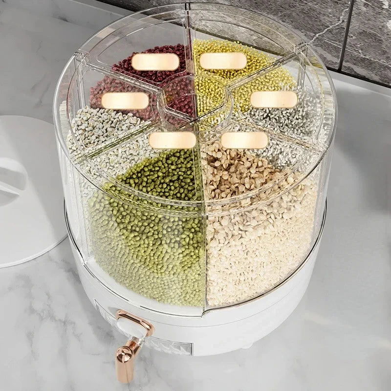 360 ° Large Household Rice Bucket Grain Storage Box Sealed Insect and Moisture Proof Rice Storage Box Rice Tank  Food Storage - Slobuy