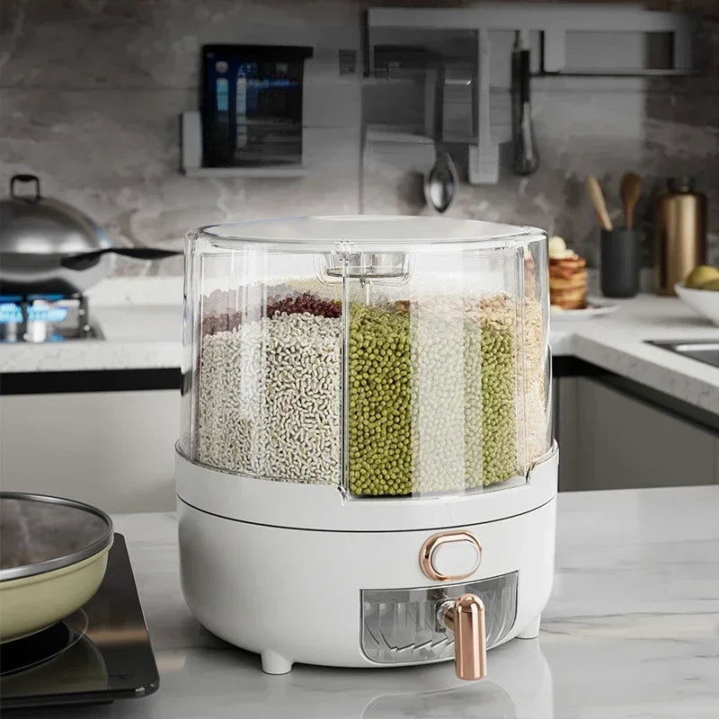 360 ° Large Household Rice Bucket Grain Storage Box Sealed Insect and Moisture Proof Rice Storage Box Rice Tank  Food Storage - Slobuy