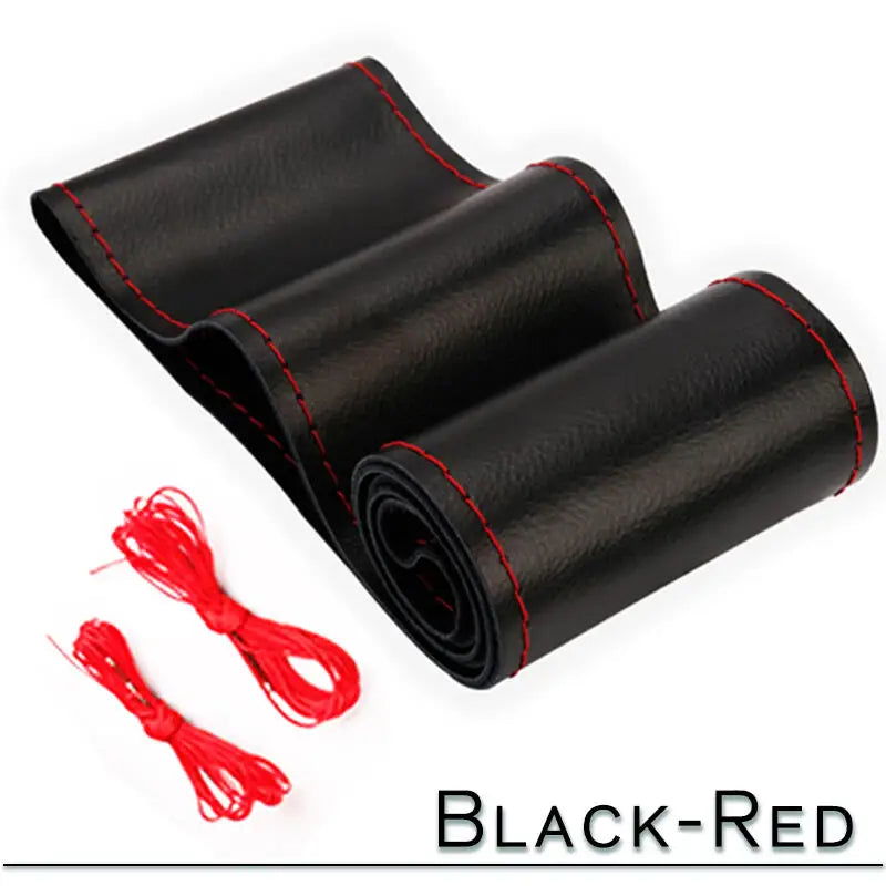 38cm 15inch Car Steering Wheel Braid Cover Artificial leather Needles And Thread Soft Non-slip Auto Interior Accessories Kits - Slobuy