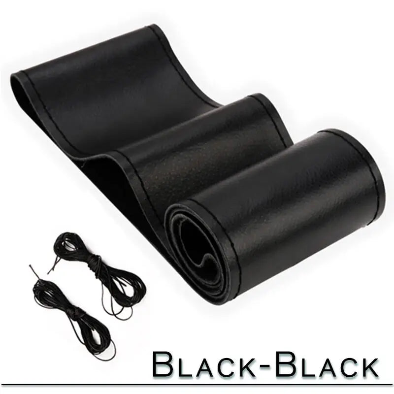 38cm 15inch Car Steering Wheel Braid Cover Artificial leather Needles And Thread Soft Non-slip Auto Interior Accessories Kits - Slobuy