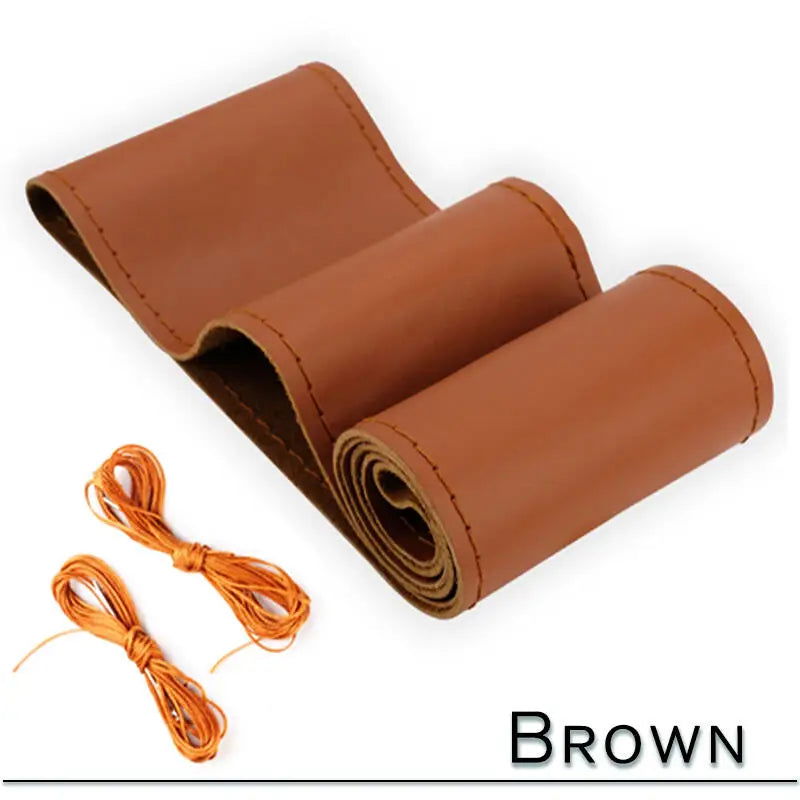 38cm 15inch Car Steering Wheel Braid Cover Artificial leather Needles And Thread Soft Non-slip Auto Interior Accessories Kits - Slobuy