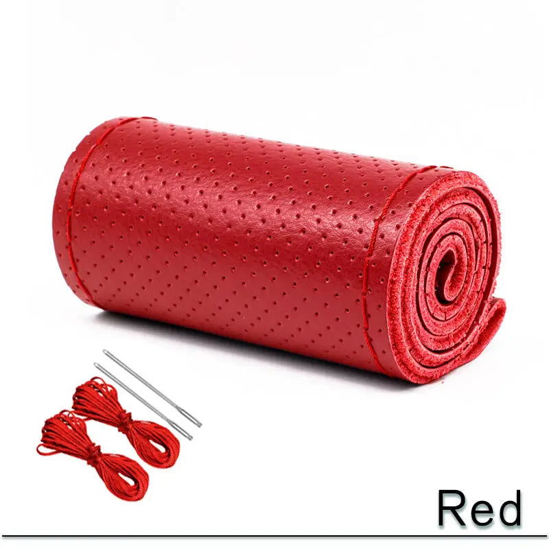 38cm 15inch Car Steering Wheel Braid Cover Artificial leather Needles And Thread Soft Non-slip Auto Interior Accessories Kits - Slobuy
