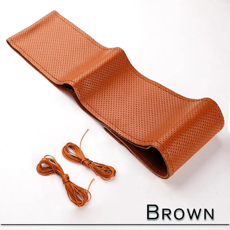 38cm 15inch Car Steering Wheel Braid Cover Artificial leather Needles And Thread Soft Non-slip Auto Interior Accessories Kits - Slobuy