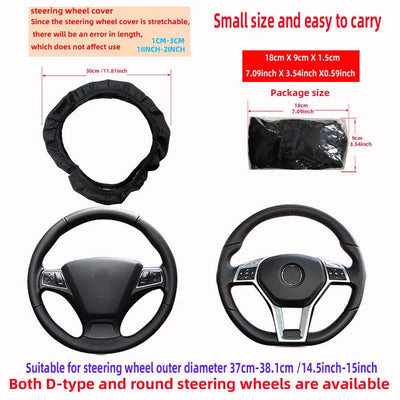 37/38cm Automobile Universal Steering Wheel Cover Non-slip Car Steering Wheel Cover Non-slip Embossed PU Leather Cars Accessory - Slobuy
