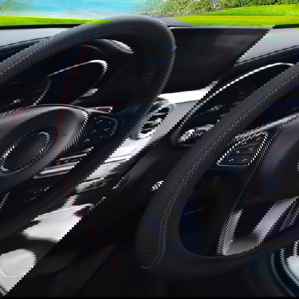 37/38cm Automobile Universal Steering Wheel Cover Non-slip Car Steering Wheel Cover Non-slip Embossed PU Leather Cars Accessory - Slobuy