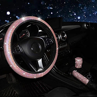 Car Steering Wheel Cover Elastic Handle Cover colorful bronzing Universal 37/38cm Diamond BlingBling steering wheel accessories - Slobuy