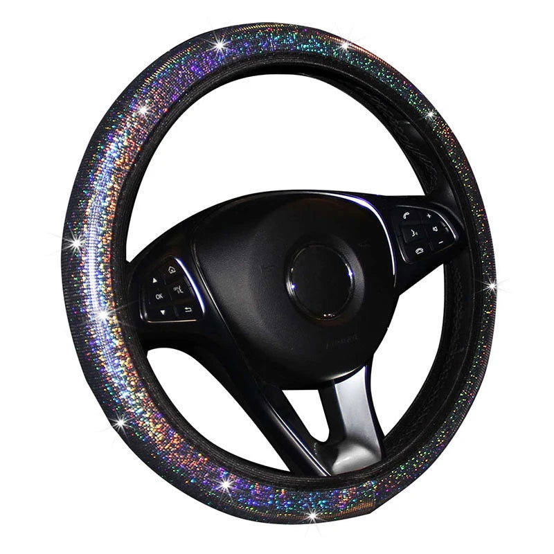 Car Steering Wheel Cover Elastic Handle Cover colorful bronzing Universal 37/38cm Diamond BlingBling steering wheel accessories - Slobuy