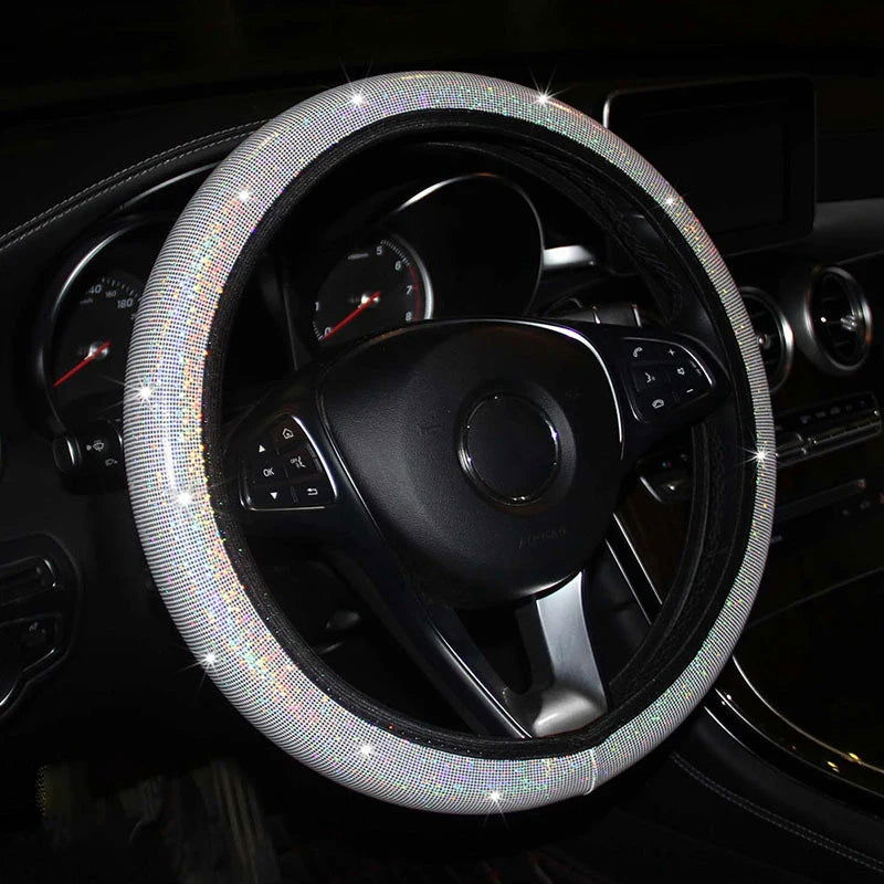 Car Steering Wheel Cover Elastic Handle Cover colorful bronzing Universal 37/38cm Diamond BlingBling steering wheel accessories - Slobuy