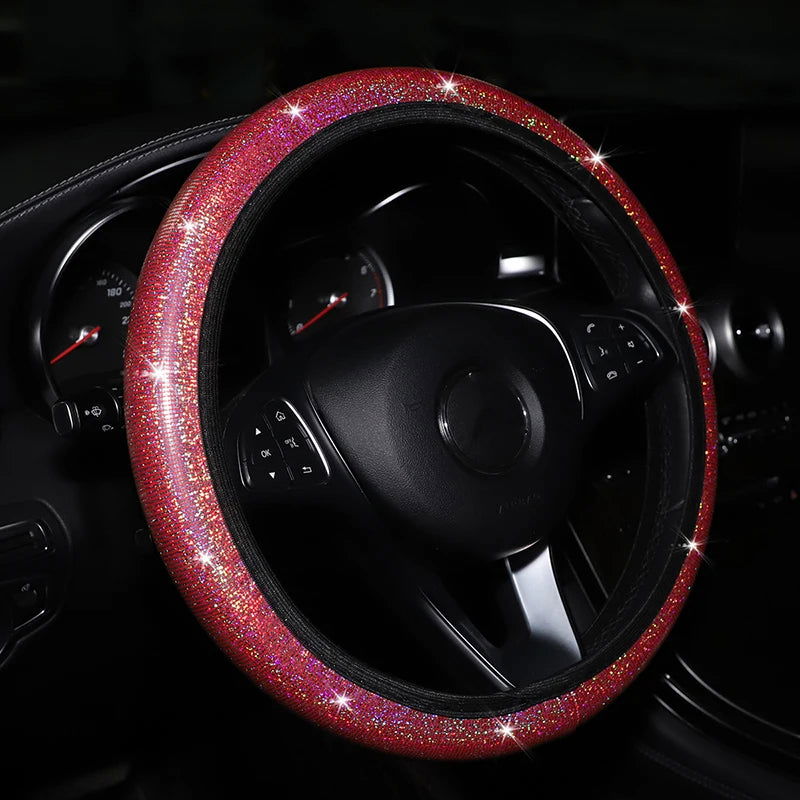 Car Steering Wheel Cover Elastic Handle Cover colorful bronzing Universal 37/38cm Diamond BlingBling steering wheel accessories - Slobuy