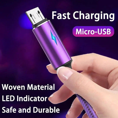 3A Fast Charging USB Micro Cable Data Cable Charger Cord for Samsung Xiaomi Phone Accessories LED Indicator Usb Cable - Slobuy