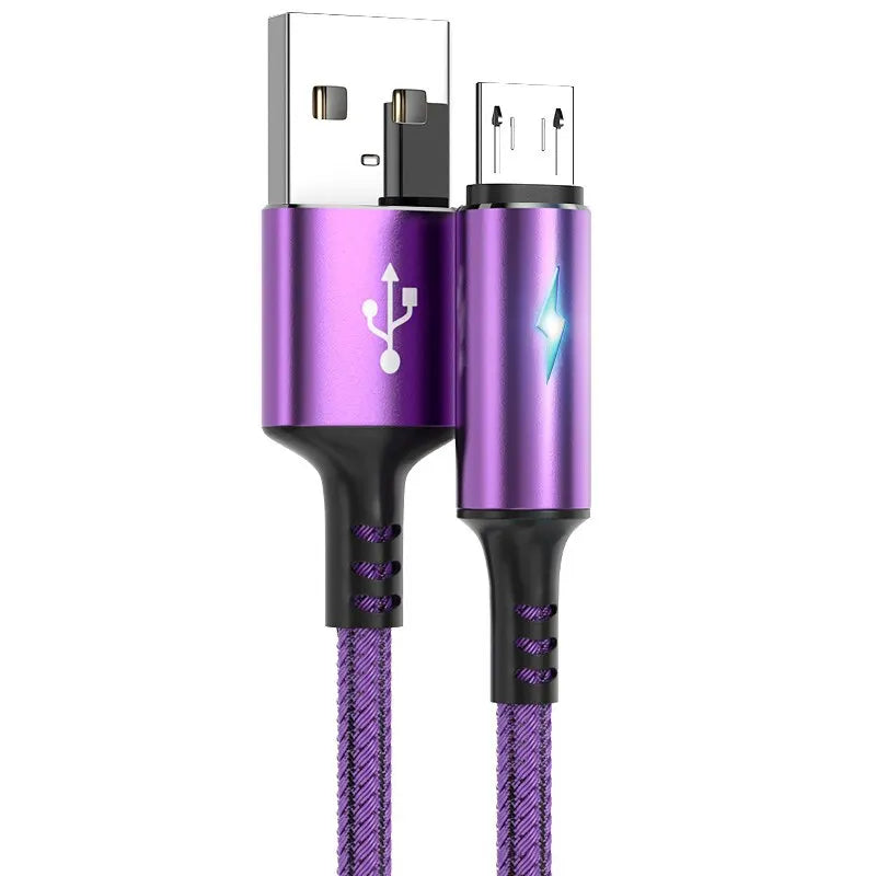 3A Fast Charging USB Micro Cable Data Cable Charger Cord for Samsung Xiaomi Phone Accessories LED Indicator Usb Cable - Slobuy