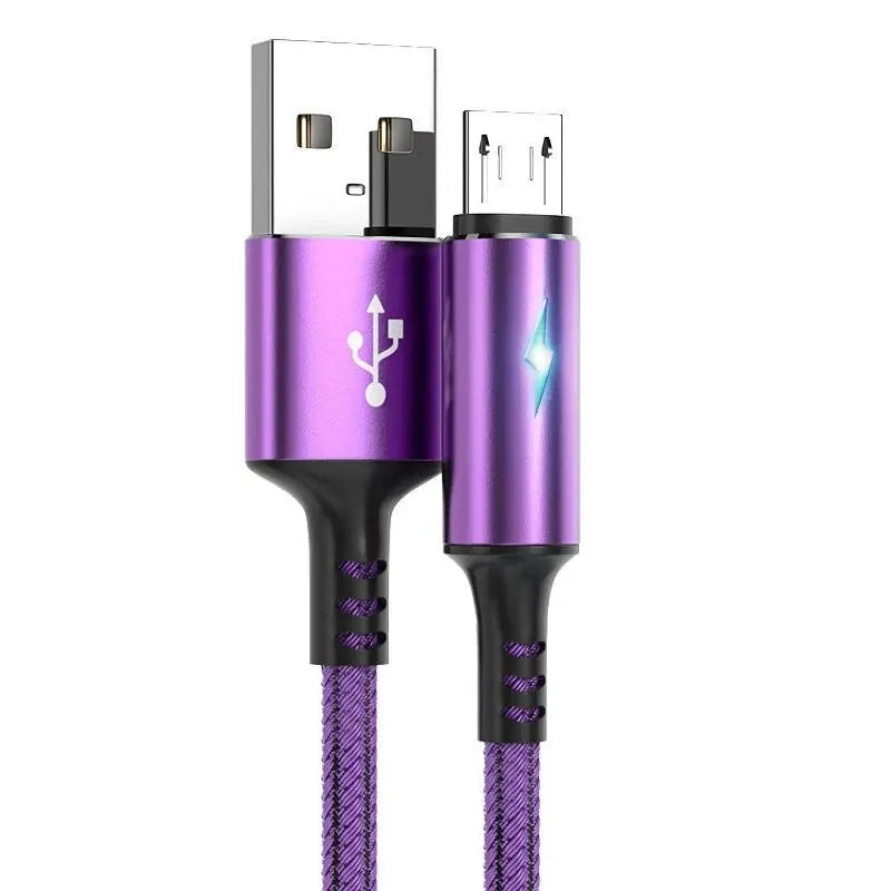 3A Fast Charging USB Micro Cable Data Cable Charger Cord for Samsung Xiaomi Phone Accessories LED Indicator Usb Cable - Slobuy