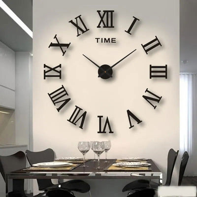3D Acrylic Digital Wall Clock Roman Numerals Design Mirror Wall Clock Fashion Large Round Wall Clock DIY Self Adhesive Clocks - Slobuy