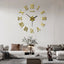 3D Acrylic Digital Wall Clock Roman Numerals Design Mirror Wall Clock Fashion Large Round Wall Clock DIY Self Adhesive Clocks - Slobuy