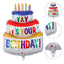 3D Birthday Cake Aluminum Film Balloon Decoration Colored Double Layer Cake 1 Year Old Baby Shower Birthday Party Supplies - Slobuy