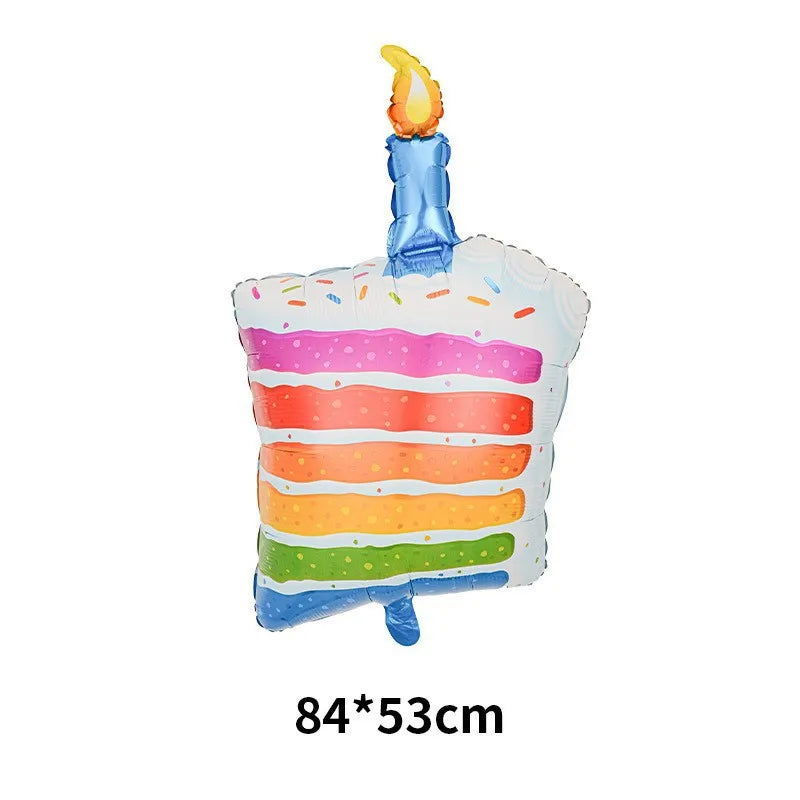 3D Birthday Cake Aluminum Film Balloon Decoration Colored Double Layer Cake 1 Year Old Baby Shower Birthday Party Supplies - Slobuy