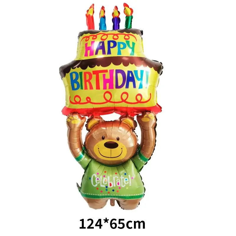 3D Birthday Cake Aluminum Film Balloon Decoration Colored Double Layer Cake 1 Year Old Baby Shower Birthday Party Supplies - Slobuy
