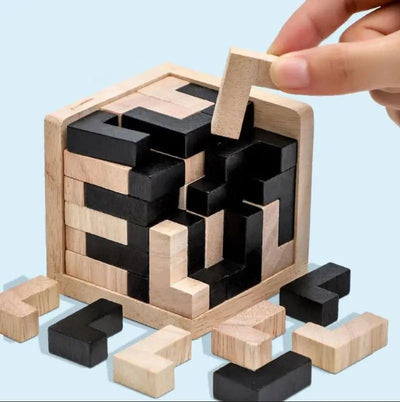 3D Cube Puzzle Luban Interlocking Creative Educational Wooden Toy Brain IQ Mind Early Learning Game Gift For Children Letter 54T - Slobuy