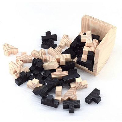 3D Cube Puzzle Luban Interlocking Creative Educational Wooden Toy Brain IQ Mind Early Learning Game Gift For Children Letter 54T - Slobuy