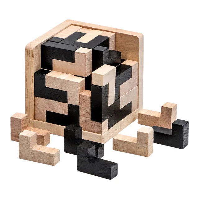 3D Cube Puzzle Luban Interlocking Creative Educational Wooden Toy Brain IQ Mind Early Learning Game Gift For Children Letter 54T - Slobuy