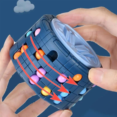 3D Cylinder Cube Toy Magical Bean Gyro Rotate Slide Puzzle Games Relieve Stress Children Educational Montessori Infant Toys Gift - Slobuy