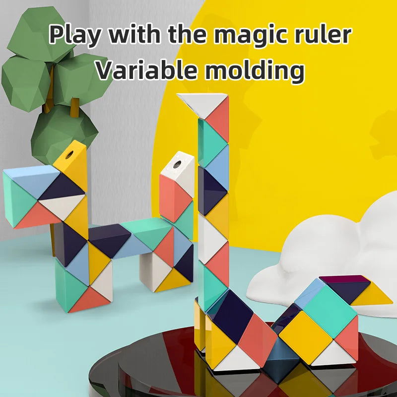 3D Magic Ruler Toys Twisted Puzzle Cubes Children Educational Sensory Toys STEAM Montessori Foldable Magic Ruler For Kids Gifts - Slobuy