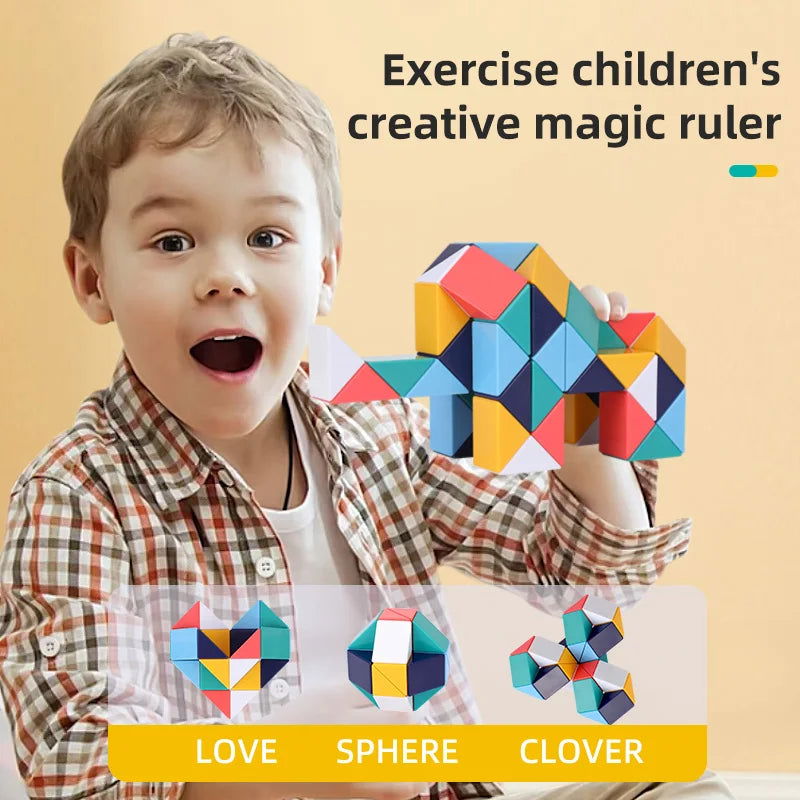 3D Magic Ruler Toys Twisted Puzzle Cubes Children Educational Sensory Toys STEAM Montessori Foldable Magic Ruler For Kids Gifts - Slobuy