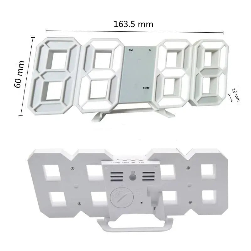 3D Mini Clock LED Digital Wall Clock Desk Clock Electronic Alarm Clock Living Room Wall Clock DIY Kitchen Timer - Slobuy