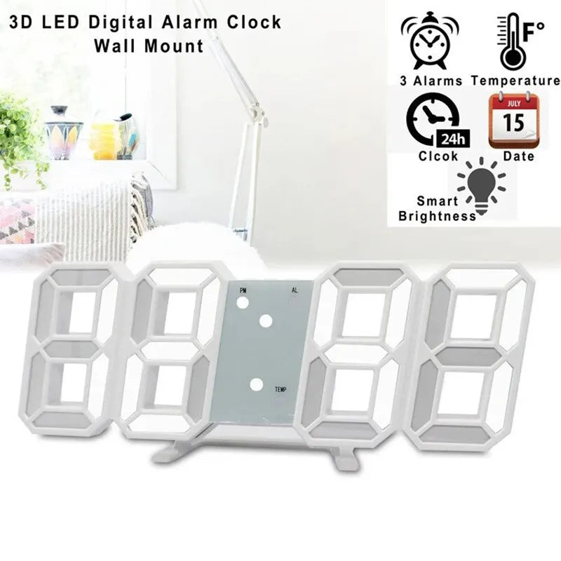 3D Mini Clock LED Digital Wall Clock Desk Clock Electronic Alarm Clock Living Room Wall Clock DIY Kitchen Timer - Slobuy