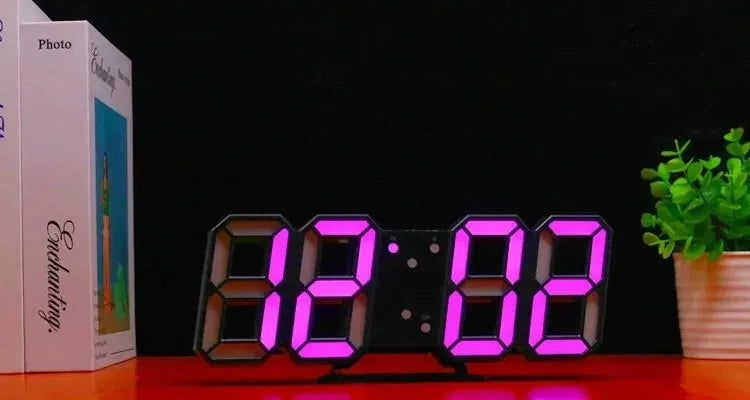 3D Mini Clock LED Digital Wall Clock Desk Clock Electronic Alarm Clock Living Room Wall Clock DIY Kitchen Timer - Slobuy