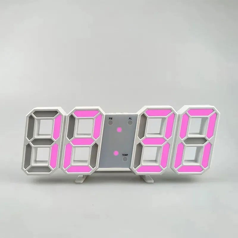 3D Mini Clock LED Digital Wall Clock Desk Clock Electronic Alarm Clock Living Room Wall Clock DIY Kitchen Timer - Slobuy