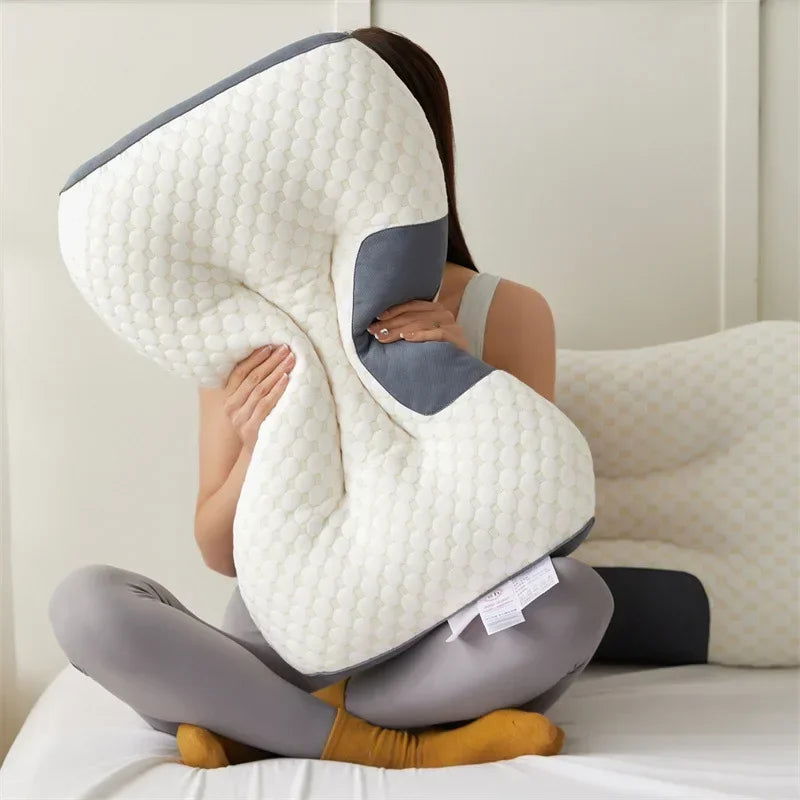 3D Neck Pillow Orthopedic To Help Sleep And Protect The Neck High Elastic Soft Porosity Washable Pillows Bedding For Hotel Home - Slobuy