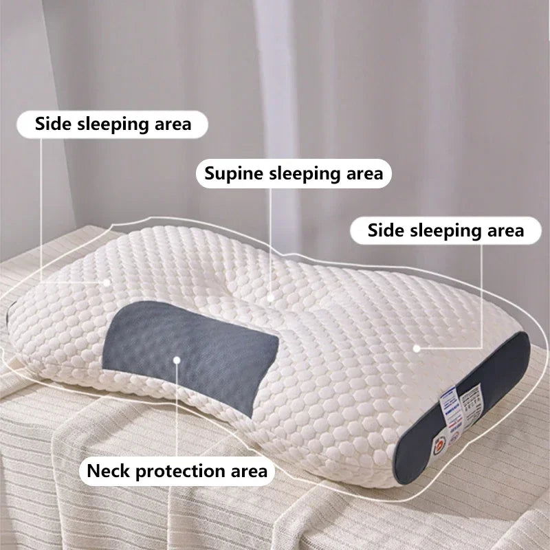 3D Neck Pillow Orthopedic To Help Sleep And Protect The Neck High Elastic Soft Porosity Washable Pillows Bedding For Hotel Home - Slobuy