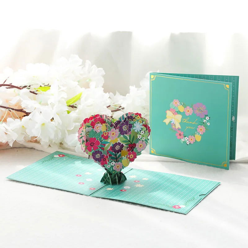 3D Pop UP Flower Bouquet Cards Birthday Greeting Card Handmade Butterfly Thank You Postcard for Wife Mom Girlfriend Teacher Gift - Slobuy