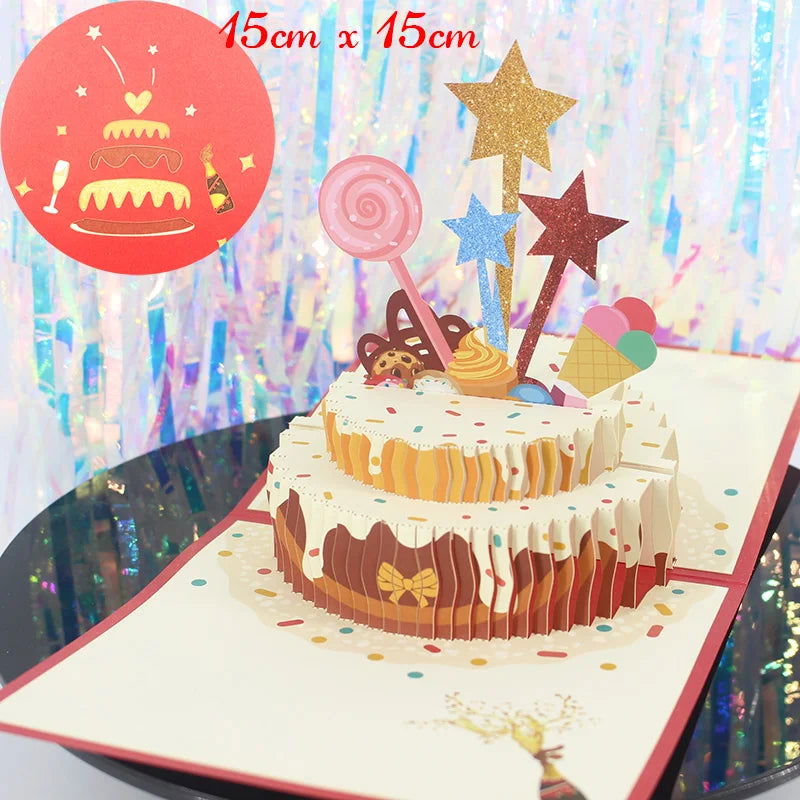 3D Pop UP Happy Birthday Greeting Invitation Cards Laser Cut Boy Girl Kids Gift Card Thank You Cards Vehicle Miniatures Postcard - Slobuy