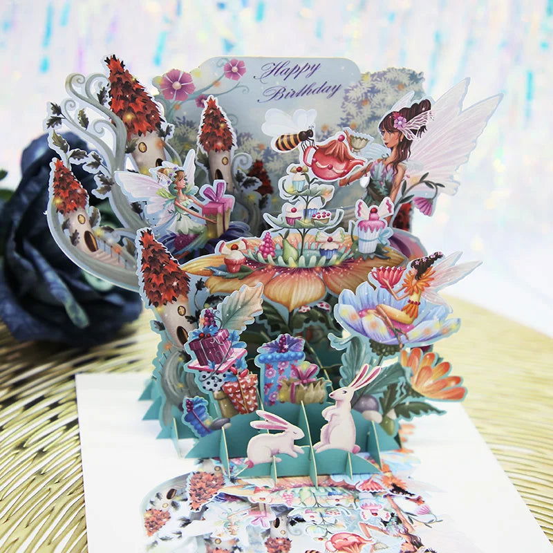 3D Pop UP Happy Birthday Greeting Invitation Cards Laser Cut Boy Girl Kids Gift Card Thank You Cards Vehicle Miniatures Postcard - Slobuy