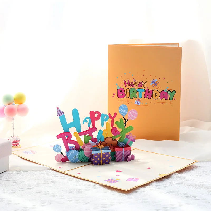 3D Pop UP Happy Birthday Greeting Invitation Cards Laser Cut Boy Girl Kids Gift Card Thank You Cards Vehicle Miniatures Postcard - Slobuy