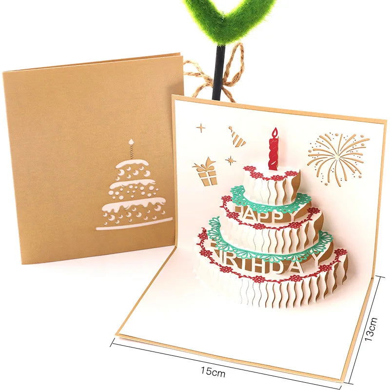 3D Pop UP Happy Birthday Greeting Invitation Cards Laser Cut Boy Girl Kids Gift Card Thank You Cards Vehicle Miniatures Postcard - Slobuy