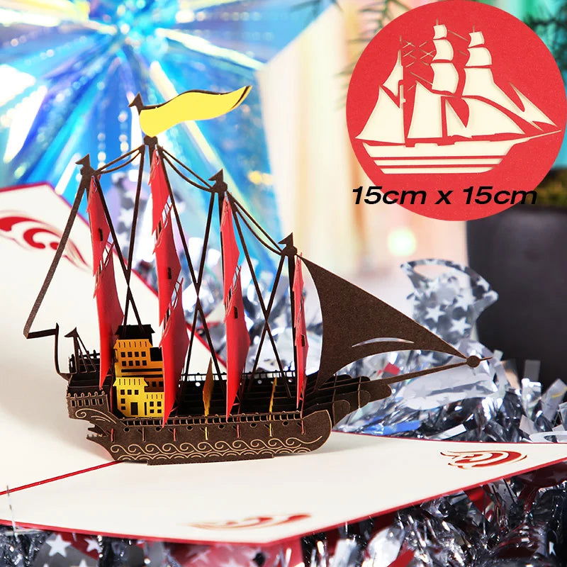 3D Pop UP Happy Birthday Greeting Invitation Cards Laser Cut Boy Girl Kids Gift Card Thank You Cards Vehicle Miniatures Postcard - Slobuy