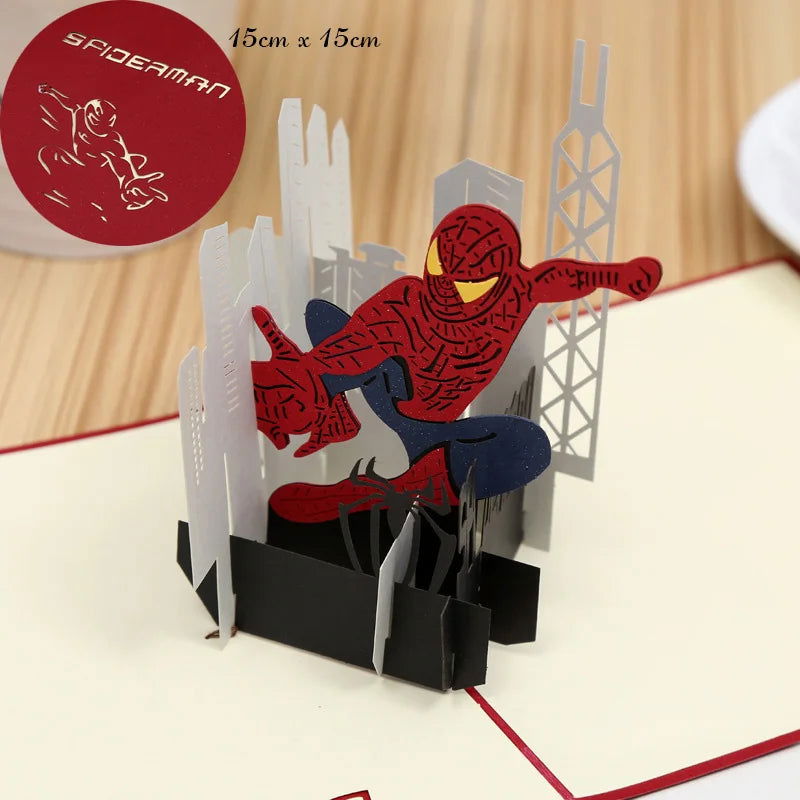 3D Pop UP Happy Birthday Greeting Invitation Cards Laser Cut Boy Girl Kids Gift Card Thank You Cards Vehicle Miniatures Postcard - Slobuy