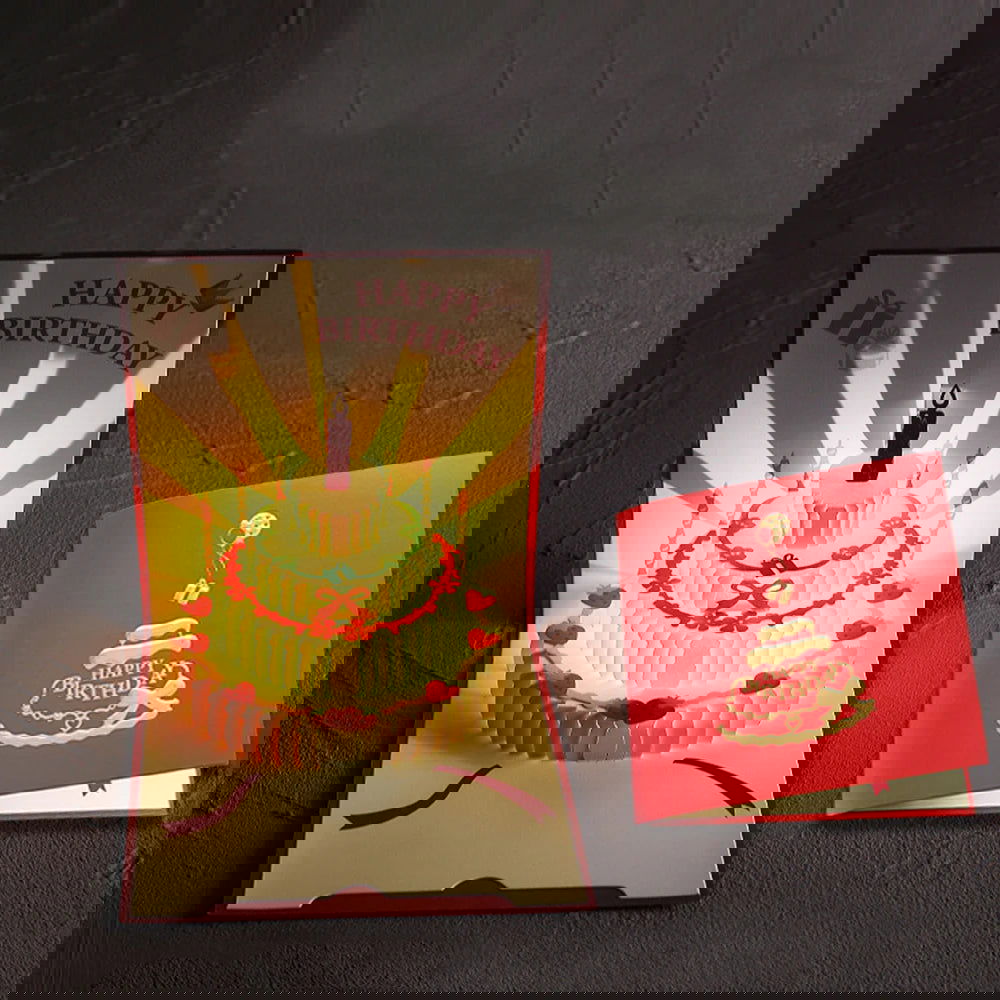 3D Pop Up Birthday Greeting Cards, Auto Play Music Warm LED Light Birthday Cake Card, Gifts For Mom Wife Sister Boy Girl Friends - Slobuy