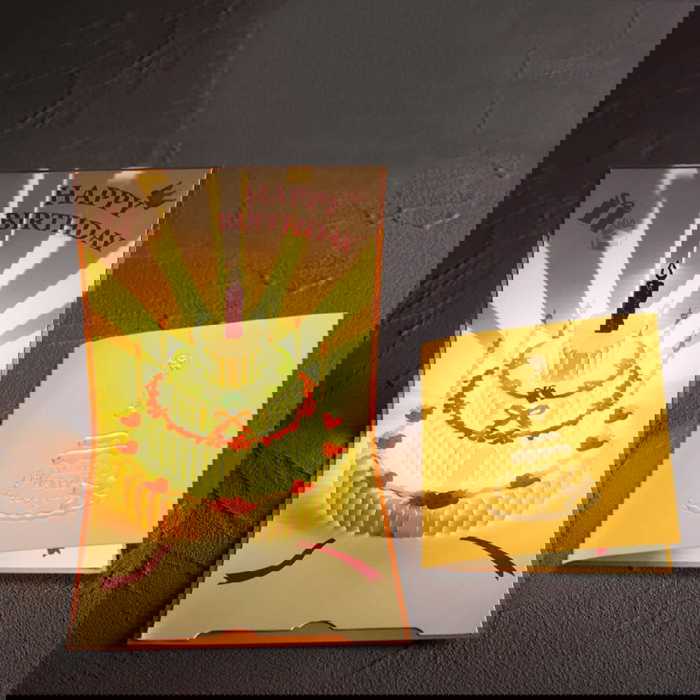 3D Pop Up Birthday Greeting Cards, Auto Play Music Warm LED Light Birthday Cake Card, Gifts For Mom Wife Sister Boy Girl Friends - Slobuy