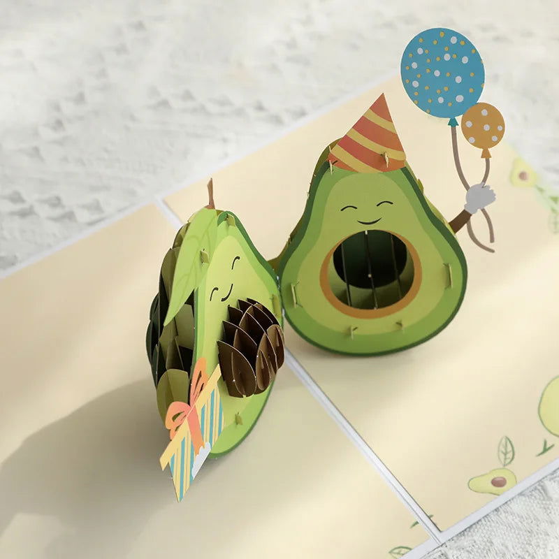 3D Pop Up Happy Birthday Card Cute Avocado Greeting Card for Party,Valentine's Day, Mother's Day,Father's Day - Slobuy